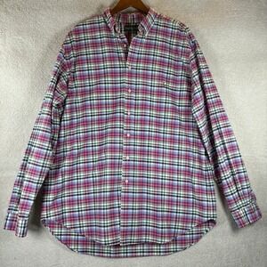 Polo Ralph Lauren Button Down Shirt Mens XLT Pink Blue Plaid Flesh Pony Spring